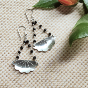Japanese Spoon Earrings – Black Spinel (6cm)