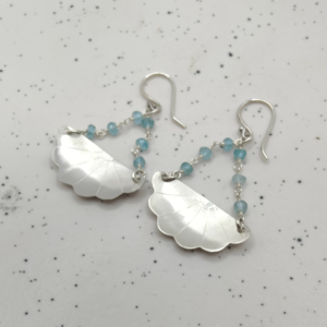 Japanese Iced Tea Spoon Earrings with Topaz Beads