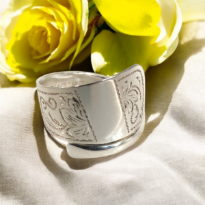 German 800 Silver Spiral Spoon Ring – Handcrafted Vintage Jewellery | Silver Rose Jewellery