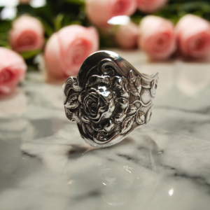 Art Nouveau Rose Spoon Ring | Mechanics Sterling Co Antique Silver