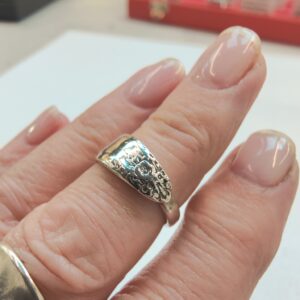 Prelude Pattern Sterling Silver Spoon Ring – Handcrafted Vintage Jewellery | Silver Rose Jewellery