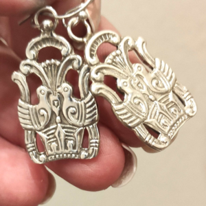 Vintage Sterling Silver Turtle Dove Earrings – Handcrafted Spoon Handle Jewellery | Silver Rose Jewellery