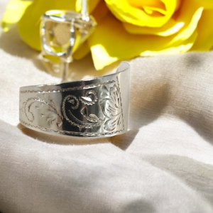 1890 Antique German Spoon Ring | Etched 800 Silver