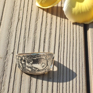 Vintage Mackinac Island Sterling Silver Spoon Ring – Arch Rock – Size P