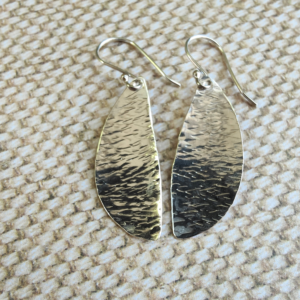 Hammered vintage sterling silver spoon bowl earrings with hand forged hooks