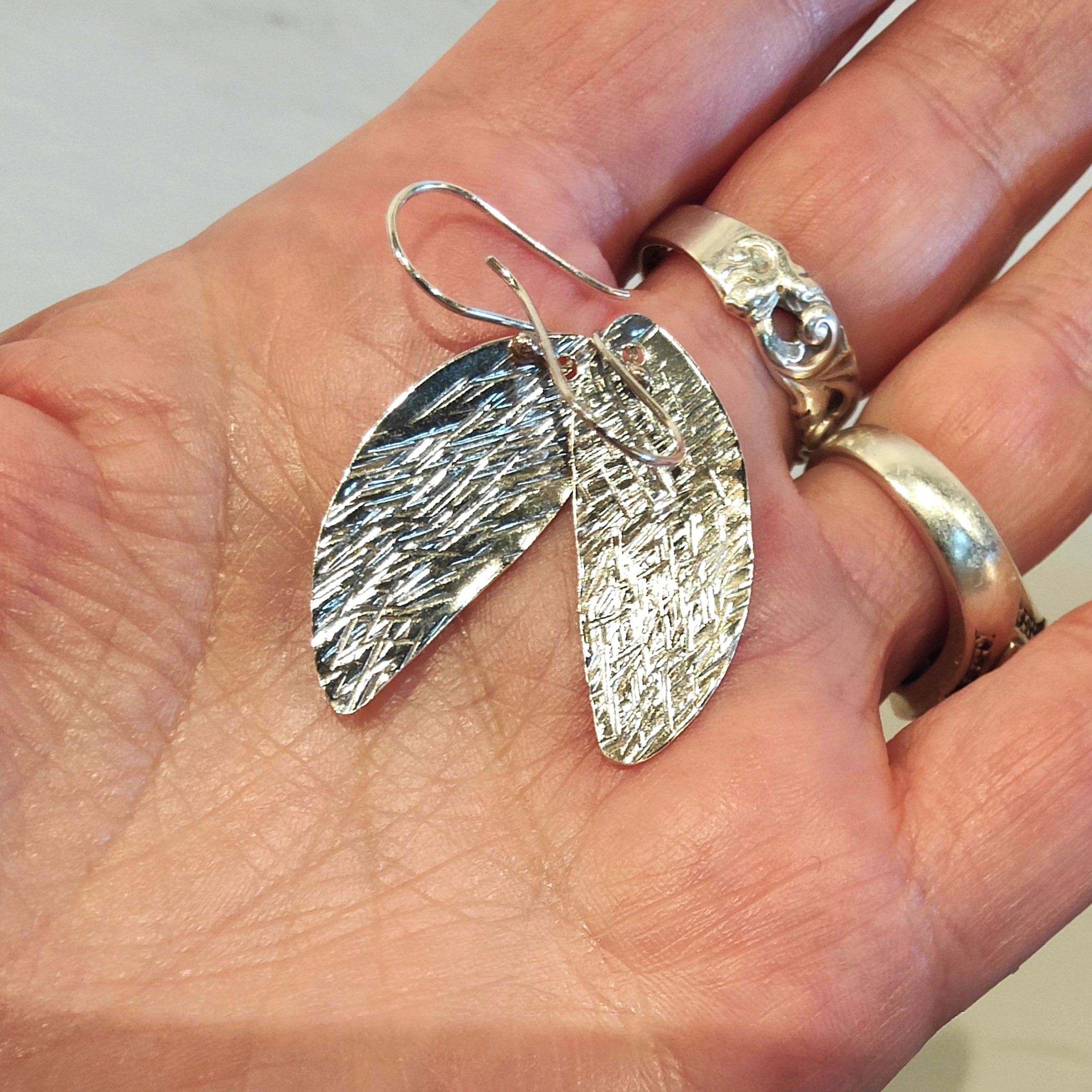 Woodland Texture Sterling Silver Earrings - Image 3