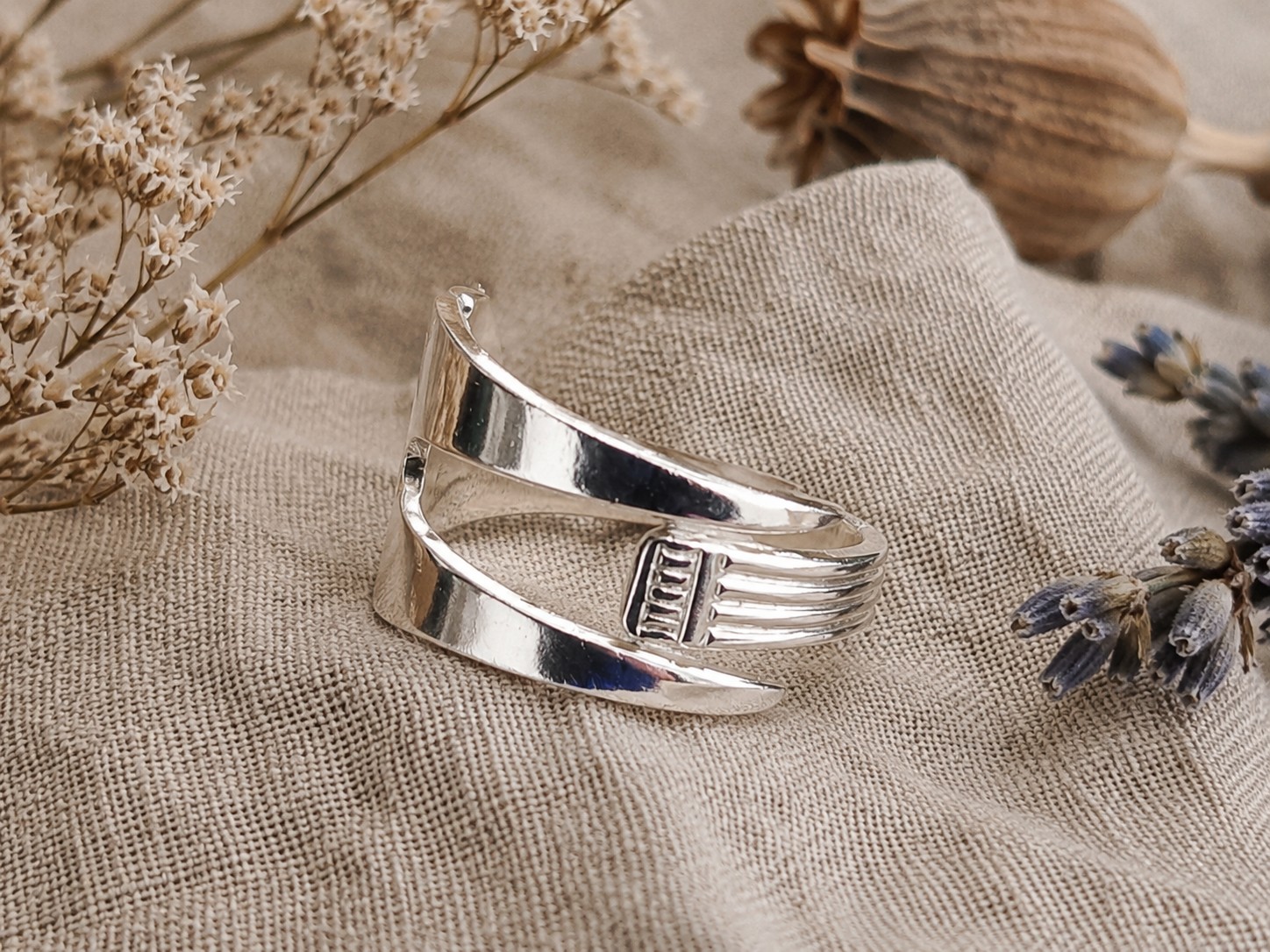 Thorvald Marthinsen 830S Norwegian Silver Pickle Fork Ring - Image 8