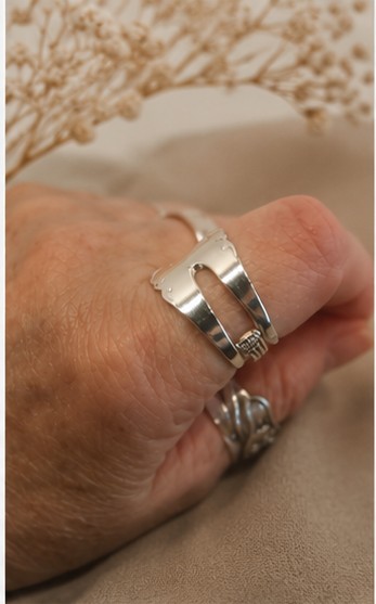 Thorvald Marthinsen 830S Norwegian Silver Pickle Fork Ring - Image 4