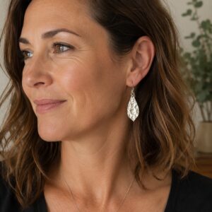 Woman wearing earrings